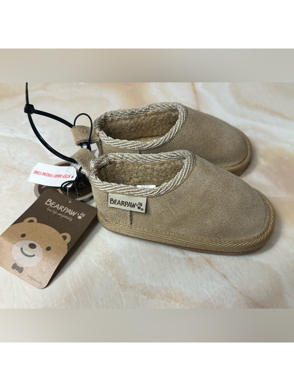 NWT BearPaw Beige Suede Infant Booties Moccasins